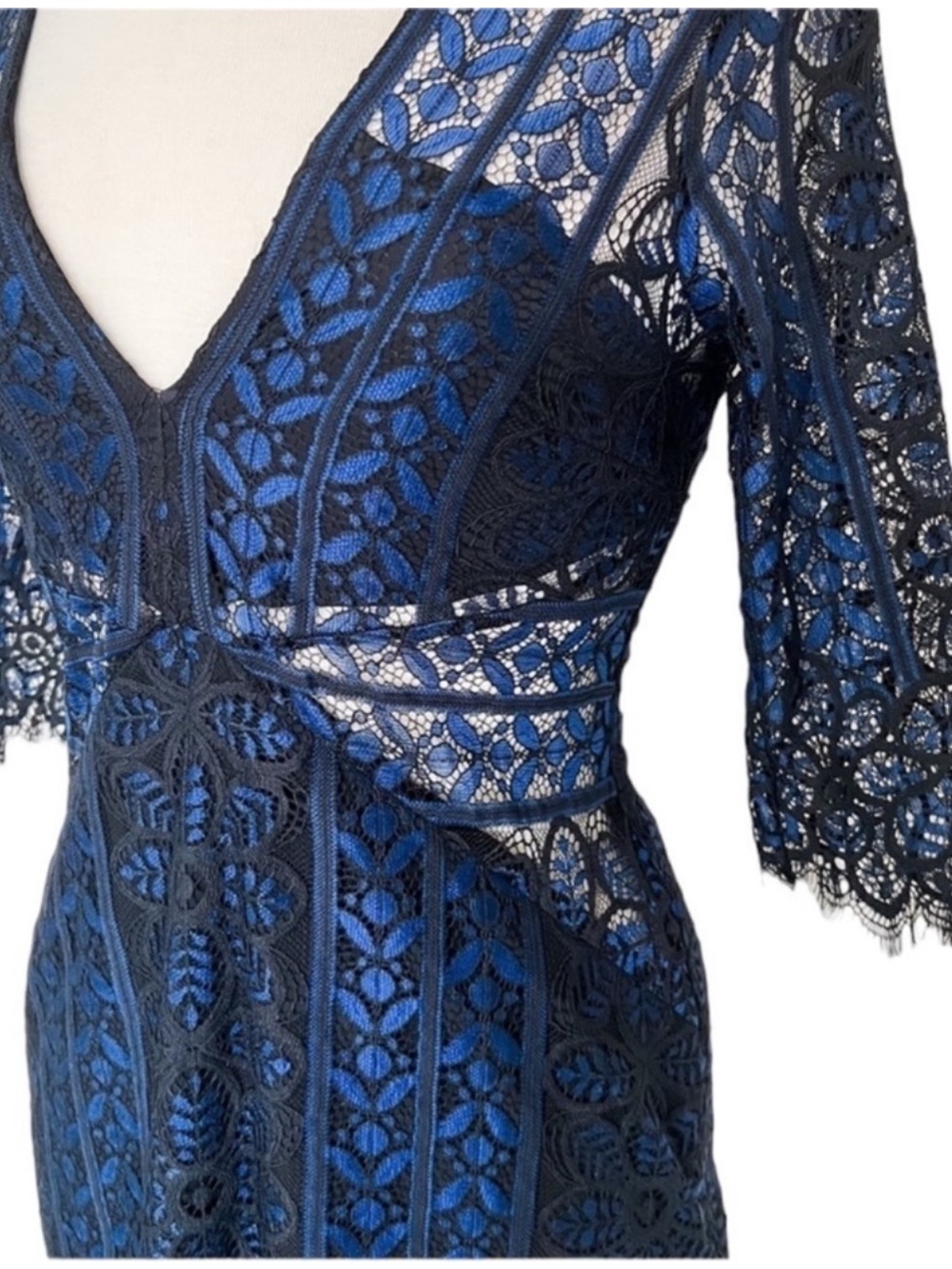 FOR LOVE & LEMONS Lyla sheer lace Mini Dress Dress size XS Navy Black Lace - Picture 9 of 13